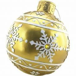 Fraser Hill Farm 18-In. Gold Resin Oversized Christmas Ornament W/ Snowflake Pattern And LED Lights -Christmas store unnamed file 1534
