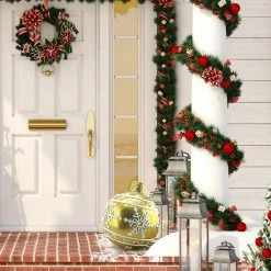 Fraser Hill Farm 18-In. Gold Resin Oversized Christmas Ornament W/ Snowflake Pattern And LED Lights -Christmas store unnamed file 1536