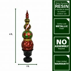 Fraser Hill Farm 50-In. Resin Ball And Finial Topiary In A Black Pedestal Urn - Indoor Or Outdoor -Christmas store unnamed file 1540