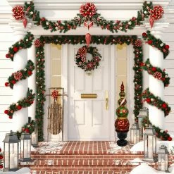 Fraser Hill Farm 50-In. Resin Ball And Finial Topiary In A Black Pedestal Urn - Indoor Or Outdoor -Christmas store unnamed file 1541