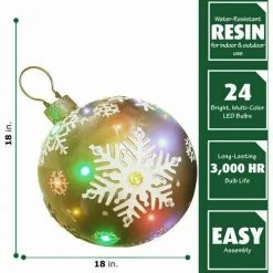 Fraser Hill Farm 18" Jeweled Ball Ornament W/ Snowflake Design In Gold W/ Long-Lasting LED Lights -Christmas store unnamed file 1558