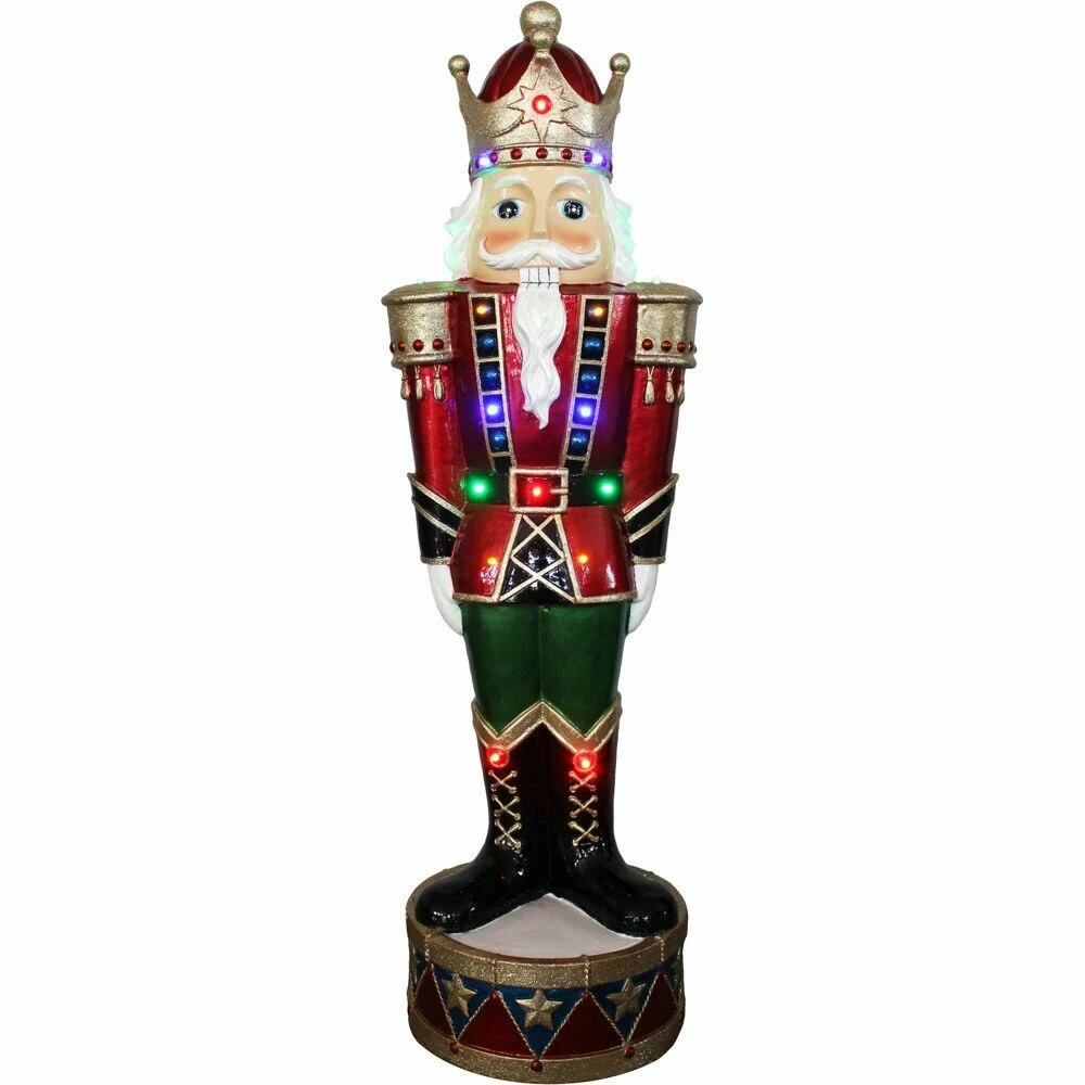 Fraser Hill Farm 3-Ft. Resin Nutcracker Greeter With LED Lights, Indoor/Covered Outdoor 1 Fraser Hill Farm 3-Ft. Resin Nutcracker Greeter With LED Lights, Indoor/Covered Outdoor