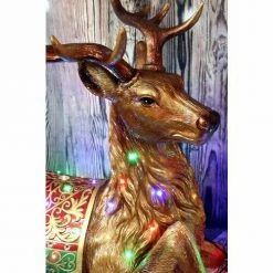 Fraser Hill Farm 4-Ft. Tall Sitting Reindeer W/ Metallic Finish W/ Long-Lasting LED Lights -Christmas store unnamed file 1564