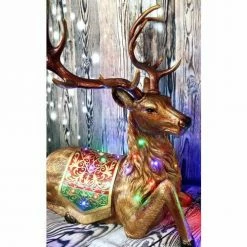 Fraser Hill Farm 4-Ft. Tall Sitting Reindeer W/ Metallic Finish W/ Long-Lasting LED Lights -Christmas store unnamed file 1566