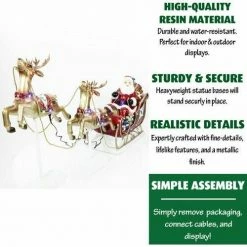 Fraser Hill Farm Santa Sleigh And Flying Reindeer 3-Piece Set W/ Long-Lasting LED Lights -Christmas store unnamed file 1577
