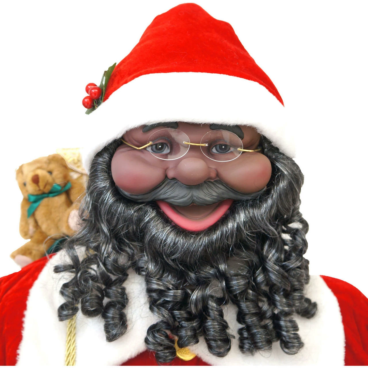 Fraser Hill Farm 58-In. African American Dancing Santa With Toy Sack And Teddy Bear, Animated Christmas Decorations, Holiday Home Décor 16 Fraser Hill Farm 58-In. African American Dancing Santa With Toy Sack And Teddy Bear, Animated Christmas Decorations, Holiday Home Décor - Image 16