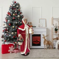 Fraser Hill Farm 58-In. Dancing Mrs. Claus With Hooded Cloak, Gift And Basket, Animated Christmas Decorations, Holiday Home Décor -Christmas store unnamed file 1664