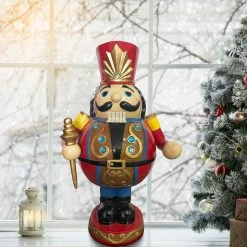 Fraser Hill Farm Christmas Time 3-Ft. Roly-Poly Nutcracker Toy Soldier W/ LED Lights, Outdoor Christmas Decor, Red -Christmas store unnamed file 1706