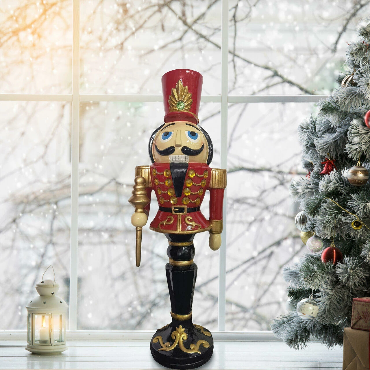 Fraser Hill Farm Christmas Time 3-Ft. Red Nutcracker Toy Soldier, Resin Figurine W/ LED Lights 5 Fraser Hill Farm Christmas Time 3-Ft. Red Nutcracker Toy Soldier, Resin Figurine W/ LED Lights - Image 5