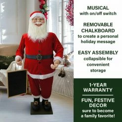 Fraser Hill Farm 58-In. Musical Santa Claus Holding A Chalkboard - Christmas Holiday Indoor -Christmas store unnamed file 1721