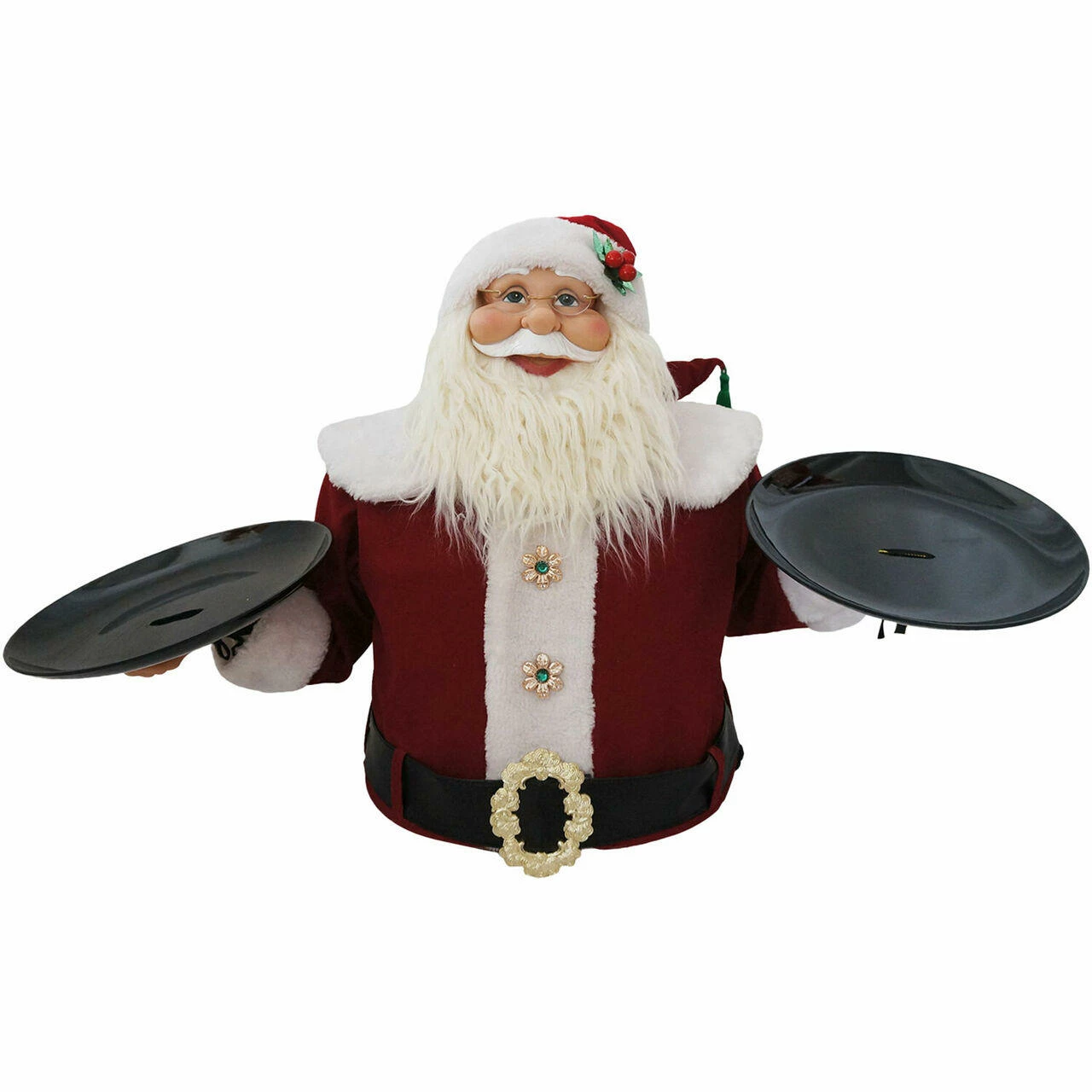 Fraser Hill Farm 3-Ft. Wide Musical Santa Claus With 2 Serving Plates - Christmas Holiday Indoor 1 Fraser Hill Farm 3-Ft. Wide Musical Santa Claus With 2 Serving Plates - Christmas Holiday Indoor