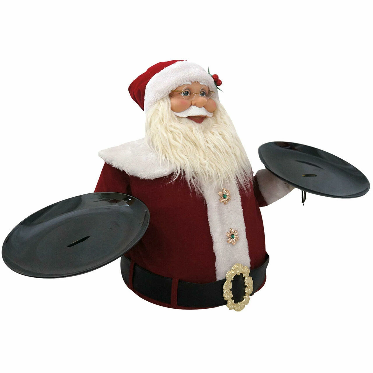 Fraser Hill Farm 3-Ft. Wide Musical Santa Claus With 2 Serving Plates - Christmas Holiday Indoor 5 Fraser Hill Farm 3-Ft. Wide Musical Santa Claus With 2 Serving Plates - Christmas Holiday Indoor - Image 5