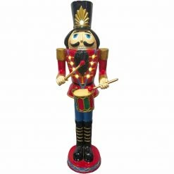 Fraser Hill Farm Christmas Time 4-Ft. Red Nutcracker Toy Soldier Playing The Drums, Resin Figurine W/ LED Lights -Christmas store unnamed file 1829