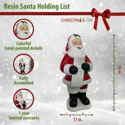 Fraser Hill Farm Christmas Time 3-Ft. Traditional Santa Claus Figurine, Resin Indoor Or Covered Outdoor Holiday Decor -Christmas store unnamed file 1839