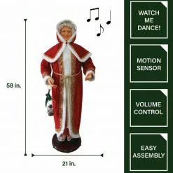 Fraser Hill Farm 58-In. Dancing Mrs. Claus With Hooded Cloak And Faux Lantern, Life-Size -Christmas store unnamed file 1844