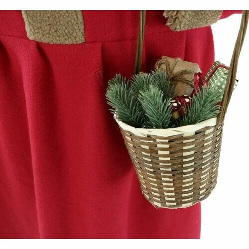 Fraser Hill Farm 5-Ft. Life-Size Standing Mrs. Claus Holding Bear & Basket Wearing Red Plush Dress W/ Sherpa Trim 3 Fraser Hill Farm 5-Ft. Life-Size Standing Mrs. Claus Holding Bear & Basket Wearing Red Plush Dress W/ Sherpa Trim - Image 3