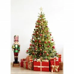 Fraser Hill Farm 4-Ft. Life-Size Candy-Look Nutcracker Greeter Holding Tree In Green, Indoor Or Outdoor -Christmas store unnamed file 1876