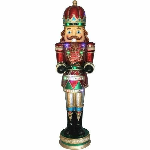Fraser Hill Farm 5-Ft. Life-Size Nutcracker Playing Snare Drum W/Moving Hands, Music, Timer, And 20 LED Lights 1 Fraser Hill Farm 5-Ft. Life-Size Nutcracker Playing Snare Drum W/Moving Hands, Music, Timer, And 20 LED Lights