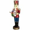 Fraser Hill Farm 5-Ft. Life-Size Nutcracker Playing Bass Drum W/ Moving Hands, Music, Timer, And 15 LED Lights