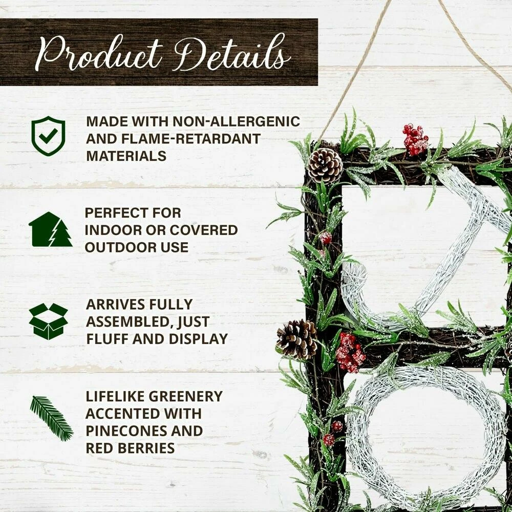 Fraser Hill Farm 33-in. Christmas Christmas JOY Door Hanging With Berries And Pinecones On Grapevine Frame 2 Fraser Hill Farm 33-in. Christmas Christmas JOY Door Hanging With Berries And Pinecones On Grapevine Frame - Image 2