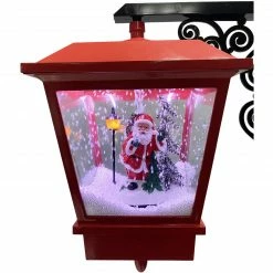 Fraser Hill Farm Let It Snow Series 71-In. Dual-Lantern Street Lamp W/ Santa, Tree, 1 Sign, Cascading Snow And Christmas Carols, Red/Black -Christmas store unnamed file 1937