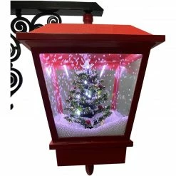 Fraser Hill Farm Let It Snow Series 71-In. Dual-Lantern Street Lamp W/ Santa, Tree, 1 Sign, Cascading Snow And Christmas Carols, Red/Black -Christmas store unnamed file 1938