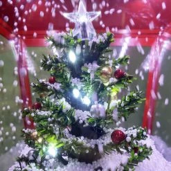 Fraser Hill Farm Let It Snow Series 71-In. Dual-Lantern Street Lamp W/ Santa, Tree, 1 Sign, Cascading Snow And Christmas Carols, Red/Black -Christmas store unnamed file 1943