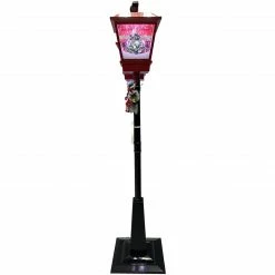 Fraser Hill Farm Let It Snow Series 71-In. Dual-Lantern Street Lamp W/ Santa, Tree, 1 Sign, Cascading Snow And Christmas Carols, Red/Black -Christmas store unnamed file 1946