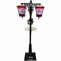 Fraser Hill Farm Let It Snow Series 74-In. Dual-Lantern Street Lamp W/ Snowman, Tree, 1 Sign, Cascading Snow And Christmas Carols, Red/Black -Christmas store unnamed file 1964