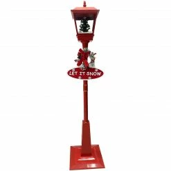 Fraser Hill Farm Let It Snow Series 71-In. Musical Street Lamp In Red With Christmas Tree Scene, 2 Signs, Cascading Snow, And Holiday Music -Christmas store unnamed file 1982