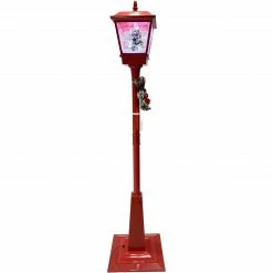 Fraser Hill Farm Let It Snow Series 71-In. Musical Street Lamp In Red With Christmas Tree Scene, 2 Signs, Cascading Snow, And Holiday Music -Christmas store unnamed file 1985
