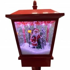Fraser Hill Farm Let It Snow Series 71-In. Musical Street Lamp In Red With Santa Scene, 2 Signs, Cascading Snow, And Christmas Carols -Christmas store unnamed file 1993