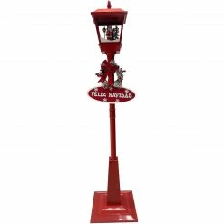 Fraser Hill Farm Let It Snow Series 71-In. Musical Street Lamp In Red With Santa Scene, 2 Signs, Cascading Snow, And Christmas Carols -Christmas store unnamed file 1999