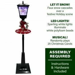 Fraser Hill Farm Let It Snow Series 71-In. Musical Street Lamp In Black With Snowman Scene, 2 Signs, Cascading Snow, And Christmas Carols -Christmas store unnamed file 2007
