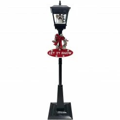 Fraser Hill Farm Let It Snow Series 71-In. Musical Street Lamp In Black With Snowman Scene, 2 Signs, Cascading Snow, And Christmas Carols -Christmas store unnamed file 2018