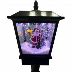 Fraser Hill Farm Let It Snow Series 71-In. Musical Street Lamp In Black With Santa Scene, 2 Signs, Cascading Snow, And Christmas Carols -Christmas store unnamed file 2031