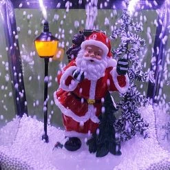 Fraser Hill Farm Let It Snow Series 71-In. Musical Street Lamp In Black With Santa Scene, 2 Signs, Cascading Snow, And Christmas Carols -Christmas store unnamed file 2036