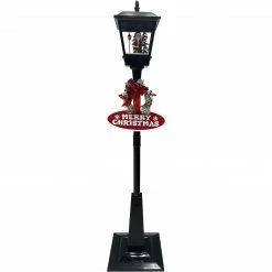 Fraser Hill Farm Let It Snow Series 71-In. Musical Street Lamp In Black With Santa Scene, 2 Signs, Cascading Snow, And Christmas Carols -Christmas store unnamed file 2039