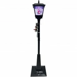 Fraser Hill Farm Let It Snow Series 71-In. Musical Street Lamp In Black With Santa Scene, 2 Signs, Cascading Snow, And Christmas Carols -Christmas store unnamed file 2041