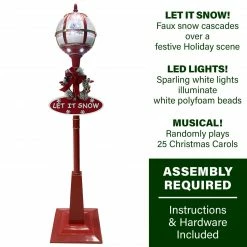 Fraser Hill Farm Let It Snow Series 69-In. Musical Snow Globe Lamp Post With Tree Scene, 2 Signs, Cascading Snow, And Christmas Carols, Red 21 Fraser Hill Farm Let It Snow Series 69-In. Musical Snow Globe Lamp Post With Tree Scene, 2 Signs, Cascading Snow, And Christmas Carols, Red -Christmas store unnamed file 2045