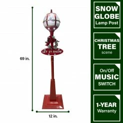 Fraser Hill Farm Let It Snow Series 69-In. Musical Snow Globe Lamp Post With Tree Scene, 2 Signs, Cascading Snow, And Christmas Carols, Red 23 Fraser Hill Farm Let It Snow Series 69-In. Musical Snow Globe Lamp Post With Tree Scene, 2 Signs, Cascading Snow, And Christmas Carols, Red -Christmas store unnamed file 2047