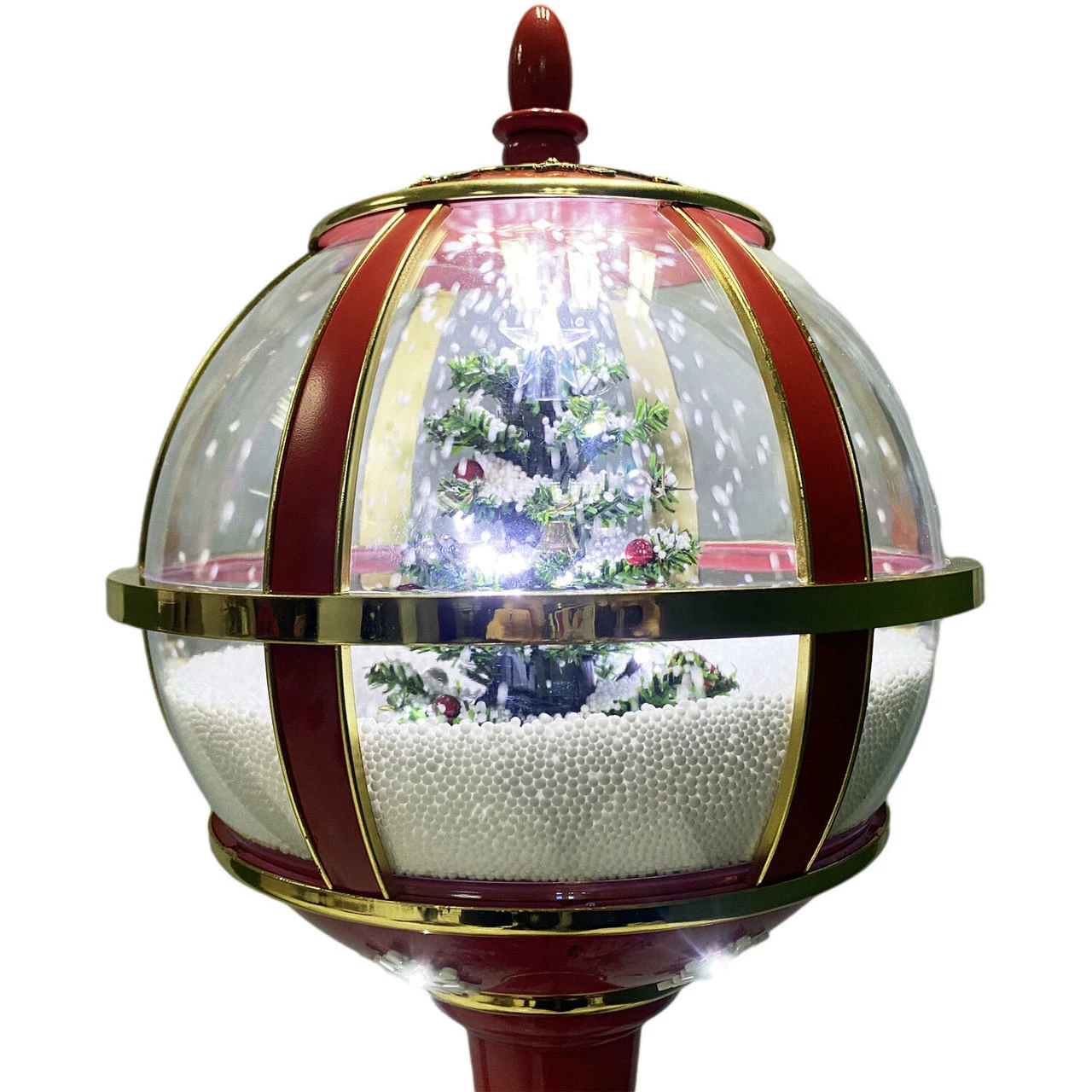 Fraser Hill Farm Let It Snow Series 69-In. Musical Snow Globe Lamp Post With Tree Scene, 2 Signs, Cascading Snow, And Christmas Carols, Red 8 Fraser Hill Farm Let It Snow Series 69-In. Musical Snow Globe Lamp Post With Tree Scene, 2 Signs, Cascading Snow, And Christmas Carols, Red - Image 8