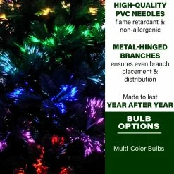Fraser Hill Farm Indoor Or Outdoor 7-Ft. Slim Green Fiber Optic Prelit Tree W/ LED Dancing Lights -Christmas store unnamed file 206