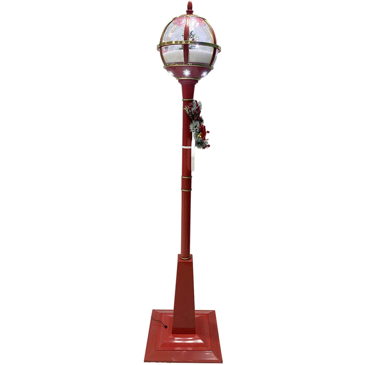 Fraser Hill Farm Let It Snow Series 69-In. Musical Snow Globe Lamp Post With Tree Scene, 2 Signs, Cascading Snow, And Christmas Carols, Red 19 Fraser Hill Farm Let It Snow Series 69-In. Musical Snow Globe Lamp Post With Tree Scene, 2 Signs, Cascading Snow, And Christmas Carols, Red - Image 19