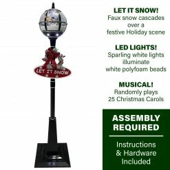 Fraser Hill Farm Let It Snow Series 69-In. Musical Snow Globe Lamp Post W/ Snowman Scene, 2 Signs, Cascading Snow, And Christmas Carols, Black 21 Fraser Hill Farm Let It Snow Series 69-In. Musical Snow Globe Lamp Post W/ Snowman Scene, 2 Signs, Cascading Snow, And Christmas Carols, Black -Christmas store unnamed file 2083