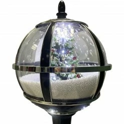 Fraser Hill Farm Let It Snow Series 69-In. Musical Snow Globe Lamp Post With Tree Scene, 2 Signs, Cascading Snow, And Christmas Carols, Black -Christmas store unnamed file 2107