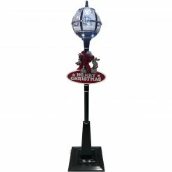 Fraser Hill Farm Let It Snow Series 69-In. Musical Snow Globe Lamp Post With Tree Scene, 2 Signs, Cascading Snow, And Christmas Carols, Black -Christmas store unnamed file 2114
