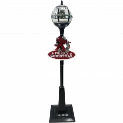 Fraser Hill Farm Let It Snow Series 69-In. Musical Snow Globe Lamp Post With Tree Scene, 2 Signs, Cascading Snow, And Christmas Carols, Black -Christmas store unnamed file 2115