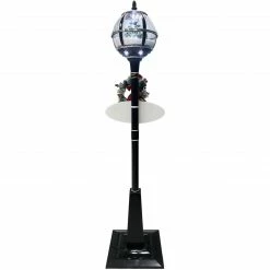 Fraser Hill Farm Let It Snow Series 69-In. Musical Snow Globe Lamp Post With Tree Scene, 2 Signs, Cascading Snow, And Christmas Carols, Black -Christmas store unnamed file 2116
