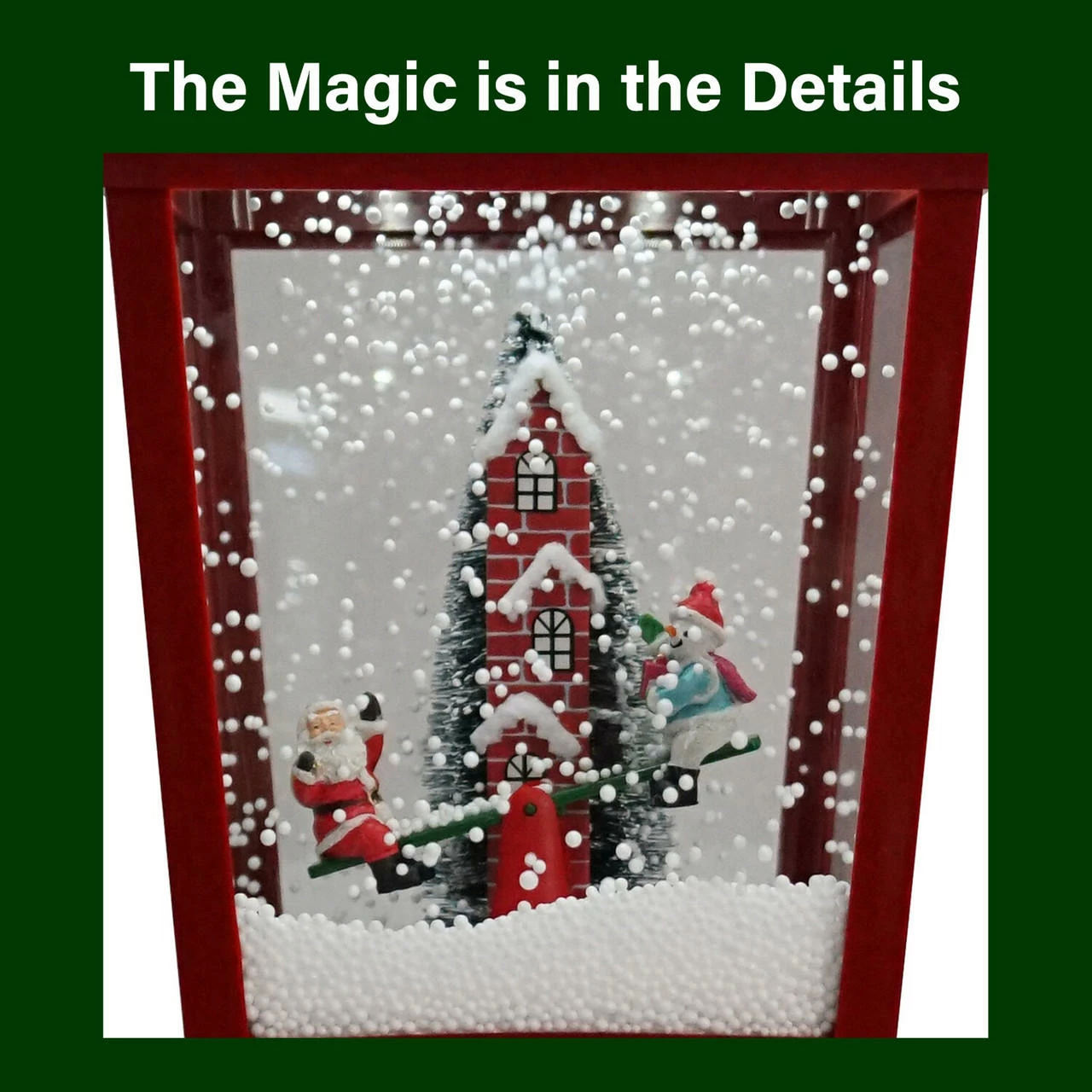 Fraser Hill Farm Let It Snow Series 20.5-In. Musical Tabletop Lamp With Seesaw Santa, Cascading Snow, And Christmas Carols, Bronze/Red 3 Fraser Hill Farm Let It Snow Series 20.5-In. Musical Tabletop Lamp With Seesaw Santa, Cascading Snow, And Christmas Carols, Bronze/Red - Image 3